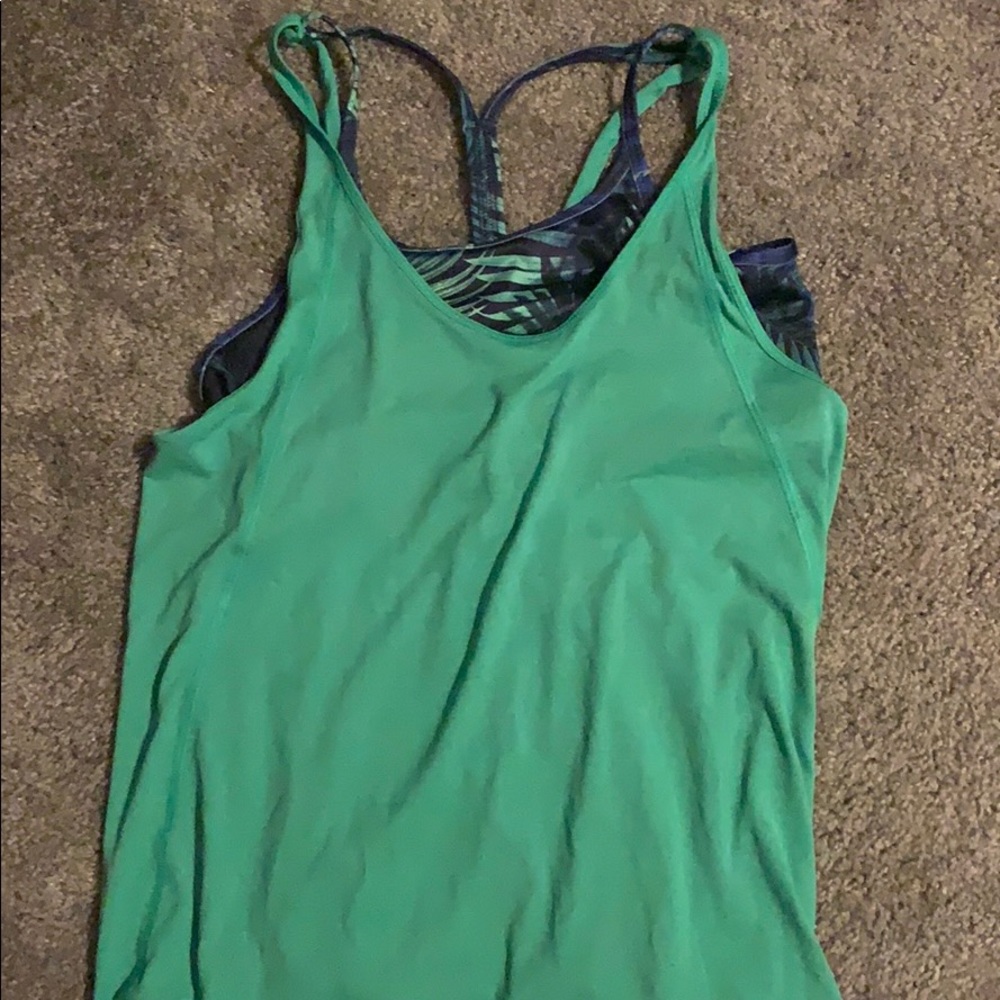 Green Tank with Built-In Sports Bra